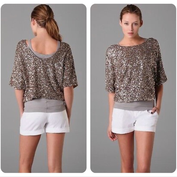 VINCE Cocktail Blouse | Gold + Gray | XS/S (NWOT) - Picture 9 of 14